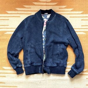 Faherty Denim Reversible Indigo Bomber Jacket